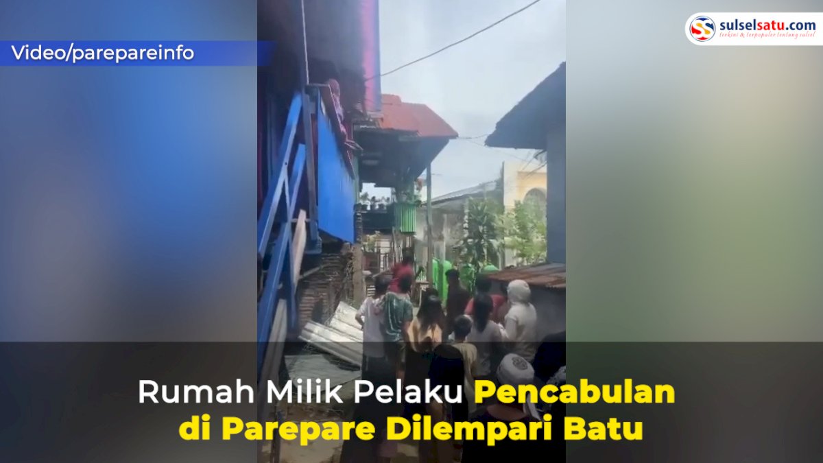 VIDEO: Rumah Milik Pelaku Pencabulan di Parepare Dilempari Batu