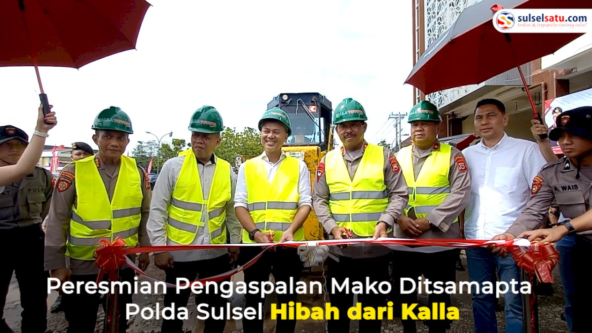 VIDEO: Peresmian Pengaspalan Mako Ditsamapta Polda Sulsel Hibah dari Kalla