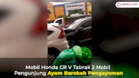 VIDEO: Mobil Honda CR-V Tabrak 2 Mobil Pengunjung Ayam Barokah Pengayoman