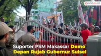 VIDEO: Suporter PSM Makassar Demo Depan Rujab Gubernur Sulsel