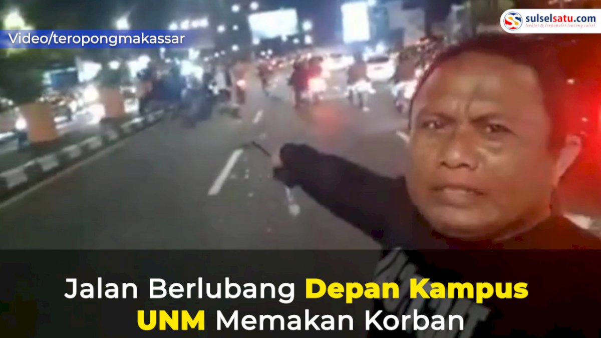 VIDEO: Jalan Berlubang Depan Kampus UNM Memakan Korban
