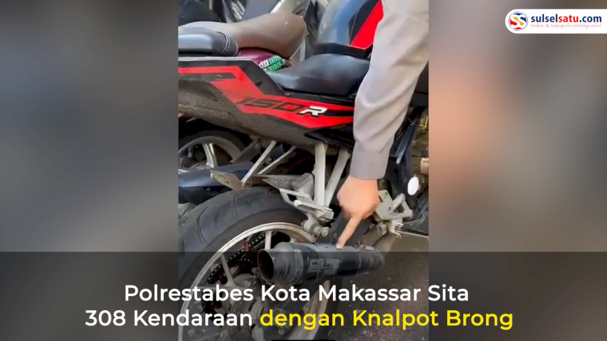 VIDEO: Polrestabes Kota Makassar Sita 308 Kendaraan dengan Knalpot Brong