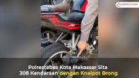 VIDEO: Polrestabes Kota Makassar Sita 308 Kendaraan dengan Knalpot Brong
