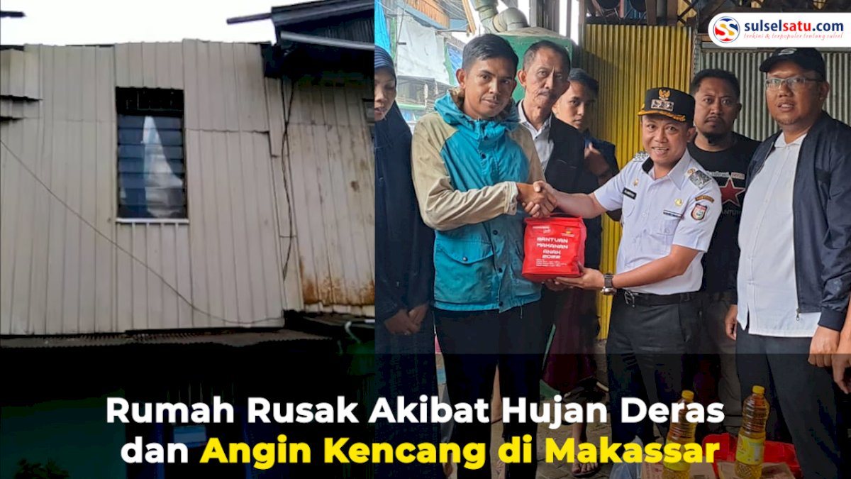VIDEO: Rumah Rusak Akibat Hujan Deras dan Angin Kencang di Makassar