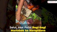 VIDEO: Salut, Aksi Polisi Bagi-bagi Martabak ke Narapidana