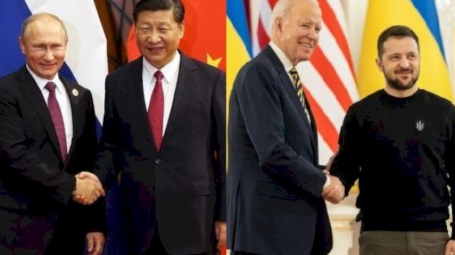 Keberpihakan China-Amerika Serikat di perang Rusia-Ukraina. (Foto: kolase/dok.sulselsatu.com)