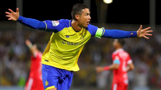 Ronaldo cetak quattrick perdananya di Al Nassr. (Foto: Twitter)