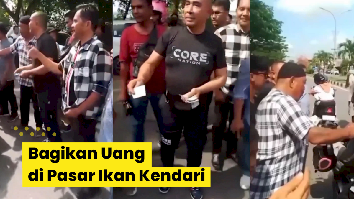 VIDEO: Mantan Bupati Buton Umar Samiun Bagikan Uang di Pasar Ikan Kendari