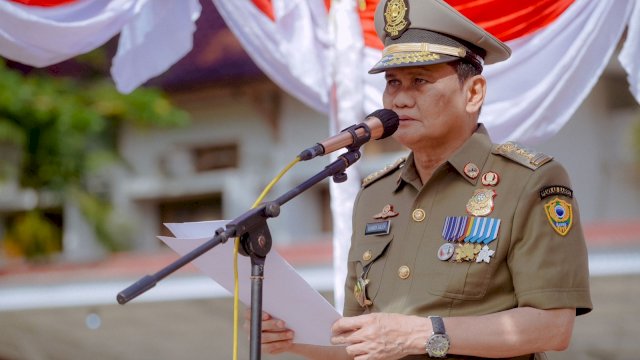 Bupati Barru Suardi Saleh saat upacara peringatan HUT Satpol PP (dokumen: istimewa)