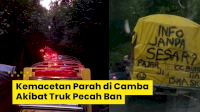 VIDEO: Kemacetan Parah di Camba Akibat Truk Pecah Ban