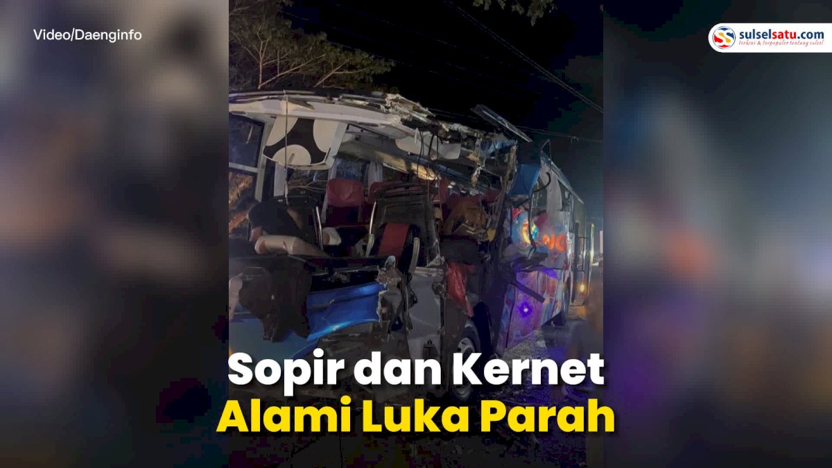 VIDEO: Kecelakaan Mobil Bus Bintang Prima di Jalan Poros Barru, Sopir dan Kernet Alami Luka Parah
