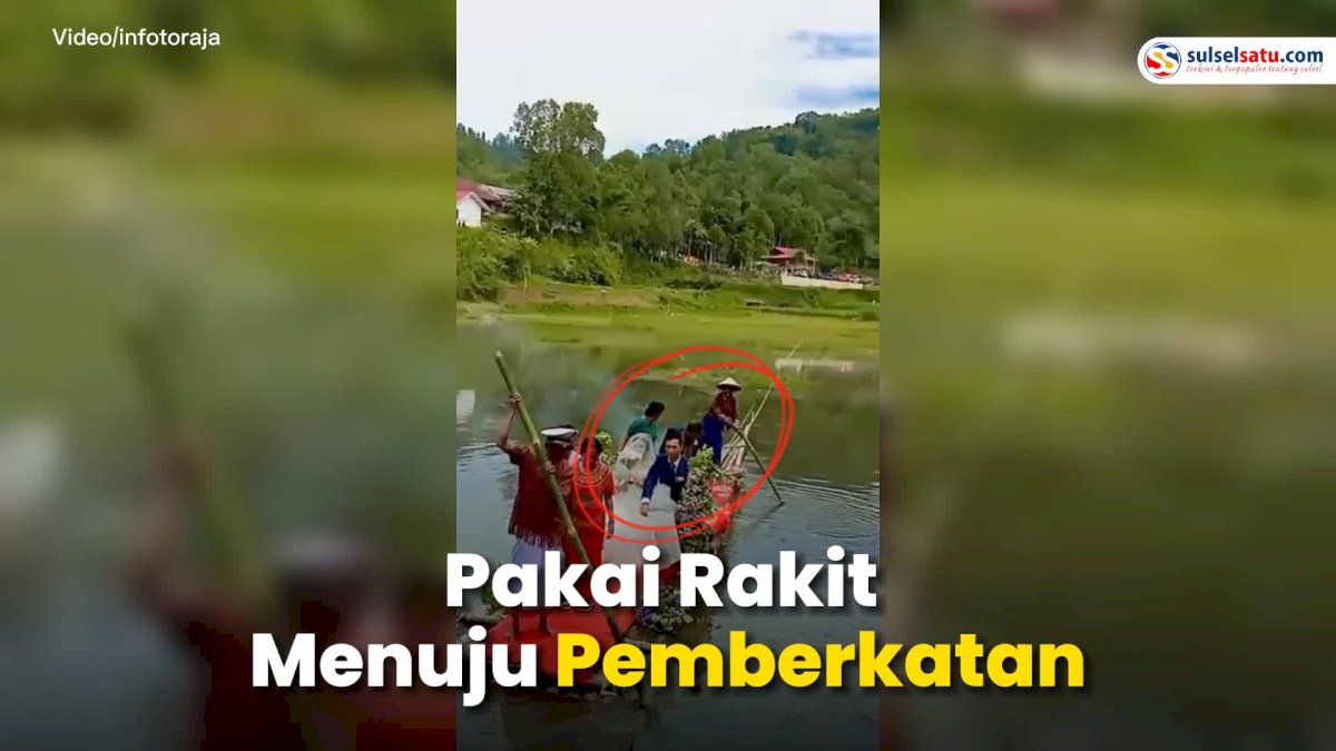 VIDEO: Momen Saat Pasangan Pengantin di Toraja Pakai Rakit Menuju Pemberkatan Pernikahan di Gereja