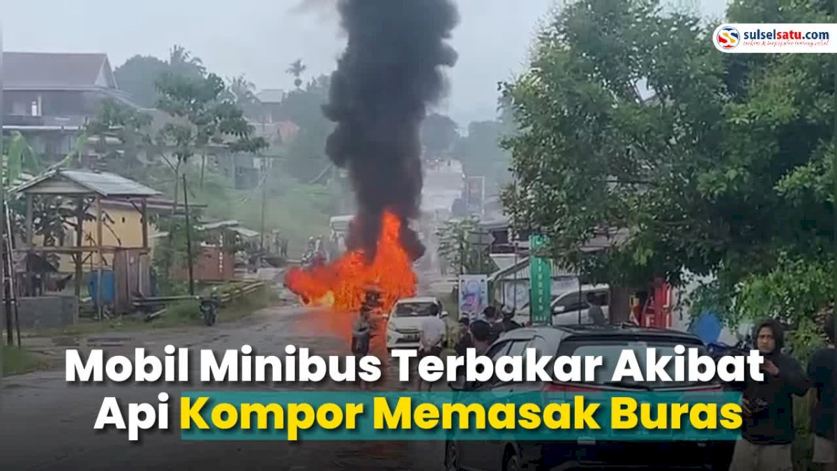 VIDEO: Mobil Minibus Terbakar Akibat Api Kompor Memasak Buras di Towuti Luwu Timur