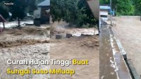 VIDEO: Curah Hujan Tinggi Buat Sungai Suso Meluap, Sejumlah Rumah Terendam Banjir