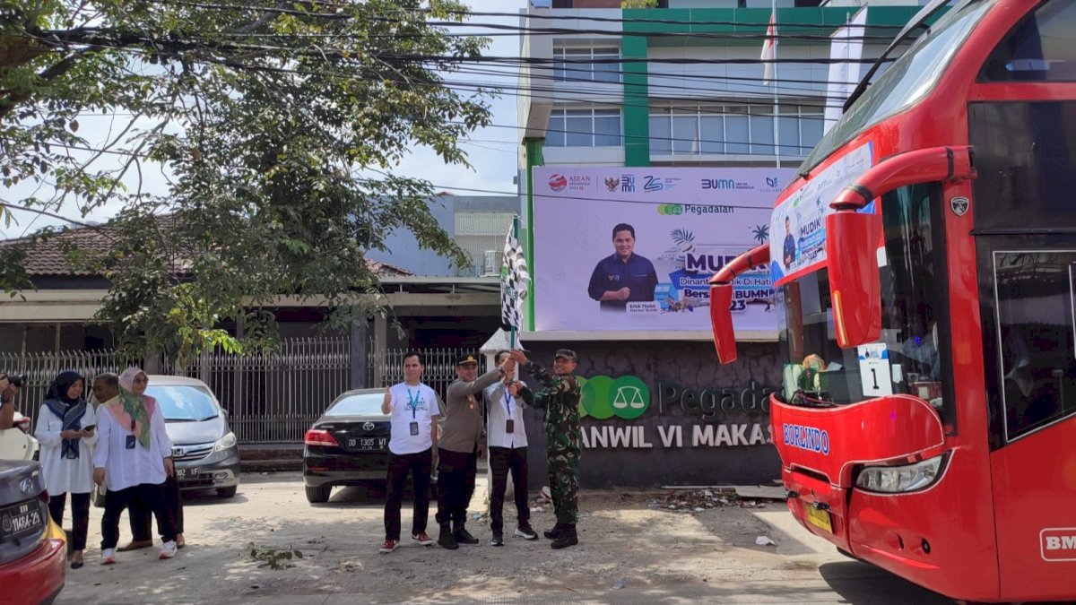 Lima Tujuan Titik Mudik, Pegadaian Kanwil Makassar Berangkatkan 215 Pemudik