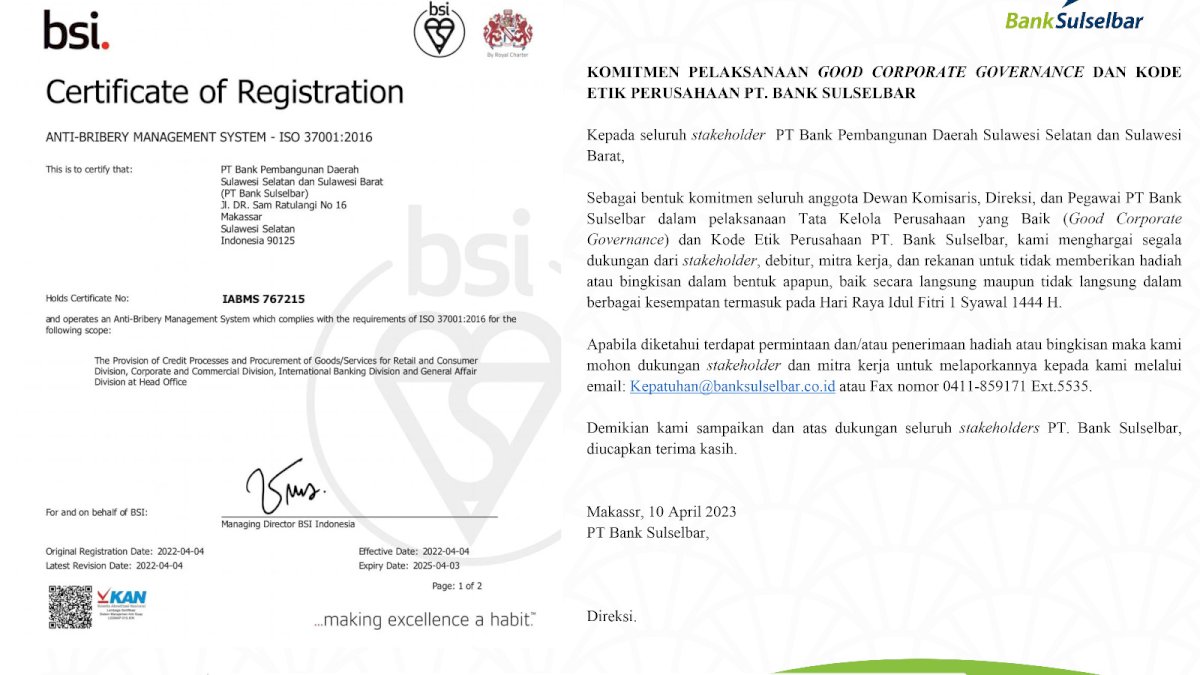 Bank Sulselbar Tekankan Komitmen dalam Pelaksanaan Good Corporate Governance