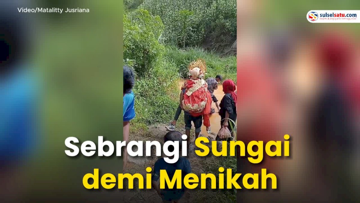 VIDEO:  Sepasang Kekasih di Enrekang Viral Usai Sebrangi Sungai demi Menikah