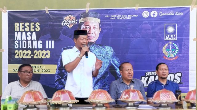 Anggota DPRD Provinsi Sulawesi Selatan, Syamsuddin Karlos reses di Kelurahan Sidenre, Jeneponto, (Dedi/sulselsatu)