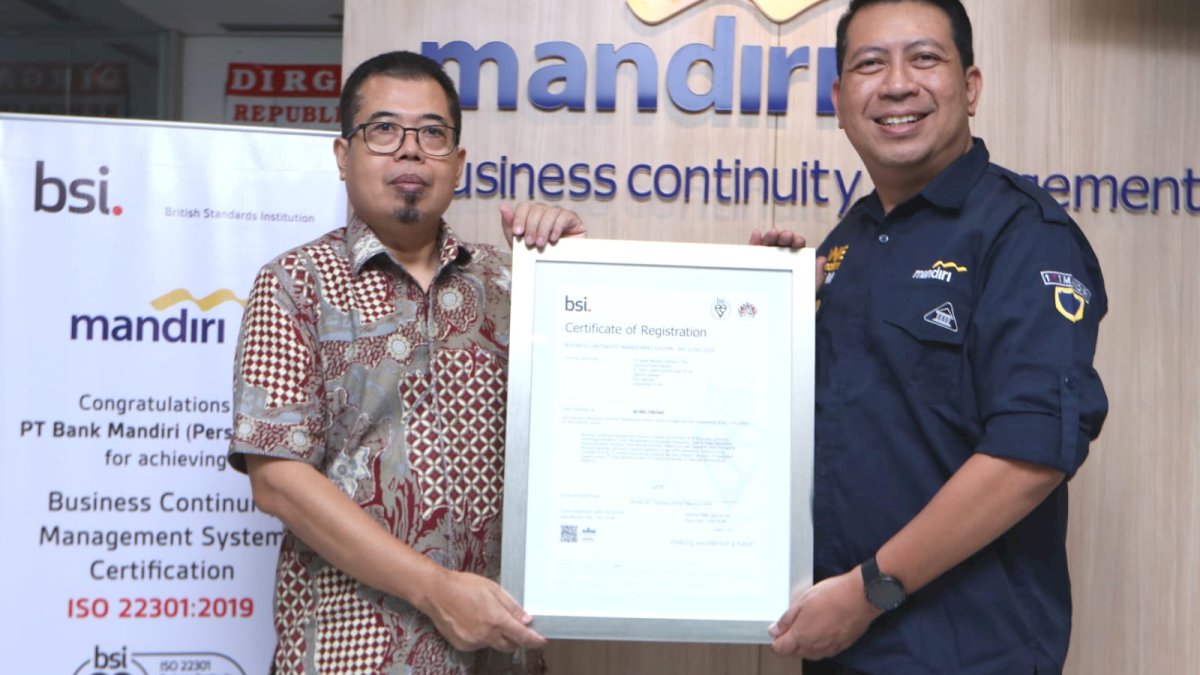 Raih ISO 22301, Bank Mandiri Pastikan Kehandalan Operasional Bisnis Berstandar Internasional dan Prinsip ESG