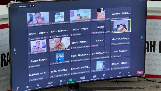 Rapat Youth City Changers 2023 secara virtual oleh anggota DInas Pemuda dan Olahraga anggota Apeksi 2023 (Foto: Istimewa).