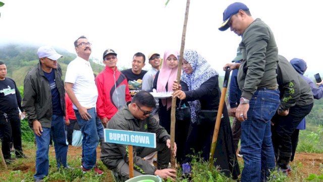 Bupati Gowa Adnan Purichta Ichsan tanam pohon perbaiki lahan kritis (Foto: Istimewa)