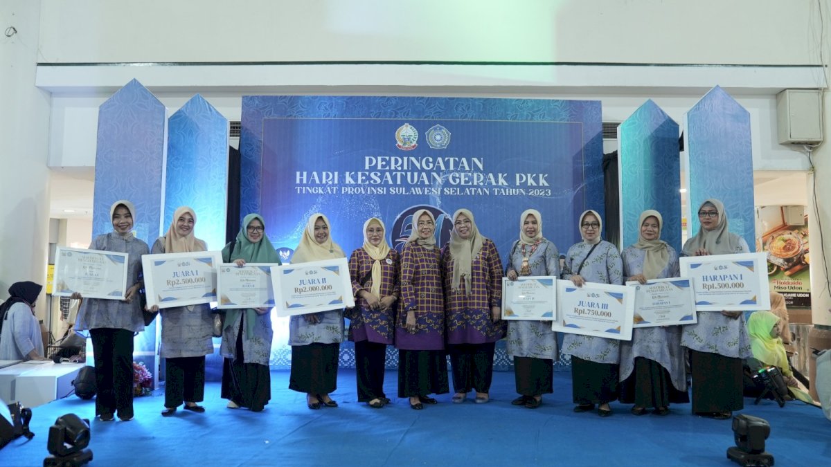 TP PKK Makassar Sabet Tujuh Kategori Juara di HKG PKK Tingkat Provinsi Sulsel