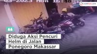 VIDEO: Aksi Pencuri Helm di Jalan Ponegoro Makassar yang Terekam CCTV