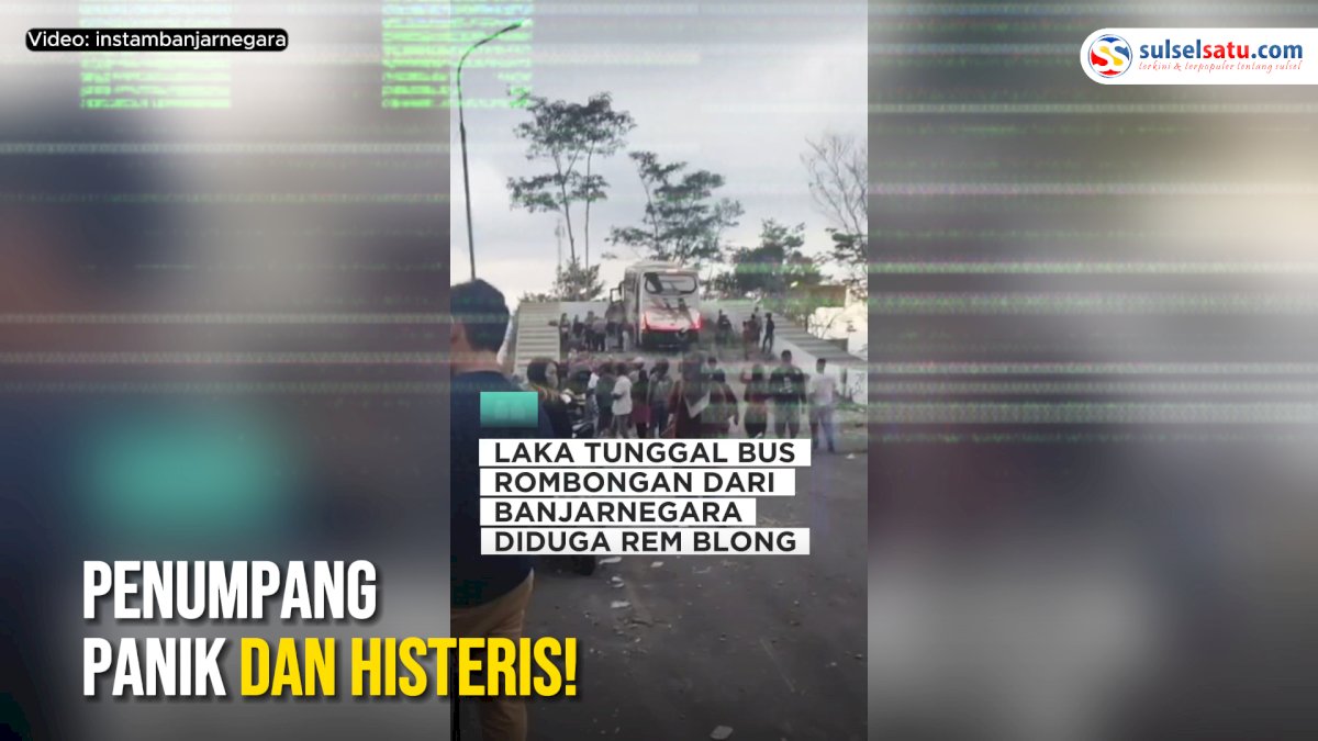VIDEO: Detik-detik Bus Mengalami Rem Blong di Kretek Wonosobo, Penumpang Panik dan Histeris!