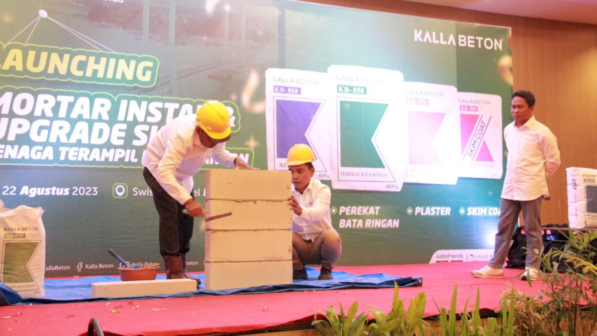 Kalla Beton Launching Mortar Instan dan Beri Pelatihan Tingkatkan Keterampilan Pertukangan Bagi Pekerja