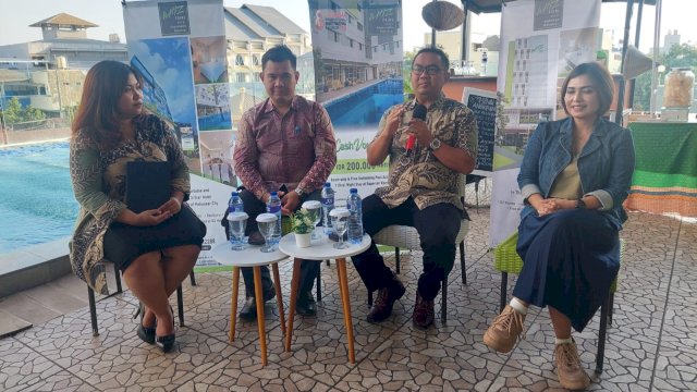 Konferensi pers Whiz Prime Hotel Makassar yang ikut berpartisipasi di F8 Makassar (Foto: Andi Baso Mappanyompa/Sulselsatu.com)