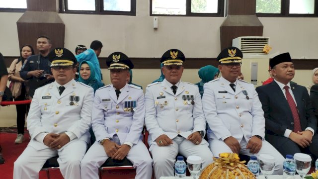 4 kepala daerah yang telah dilantik Pj Gubernur Sulsel Bahtiar Baharuddin. Foto/Sulselsatu