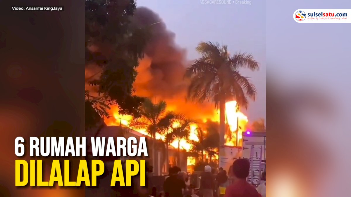 VIDEO: Kebakaran di Polman, 6 Rumah Warga Dilalap Api