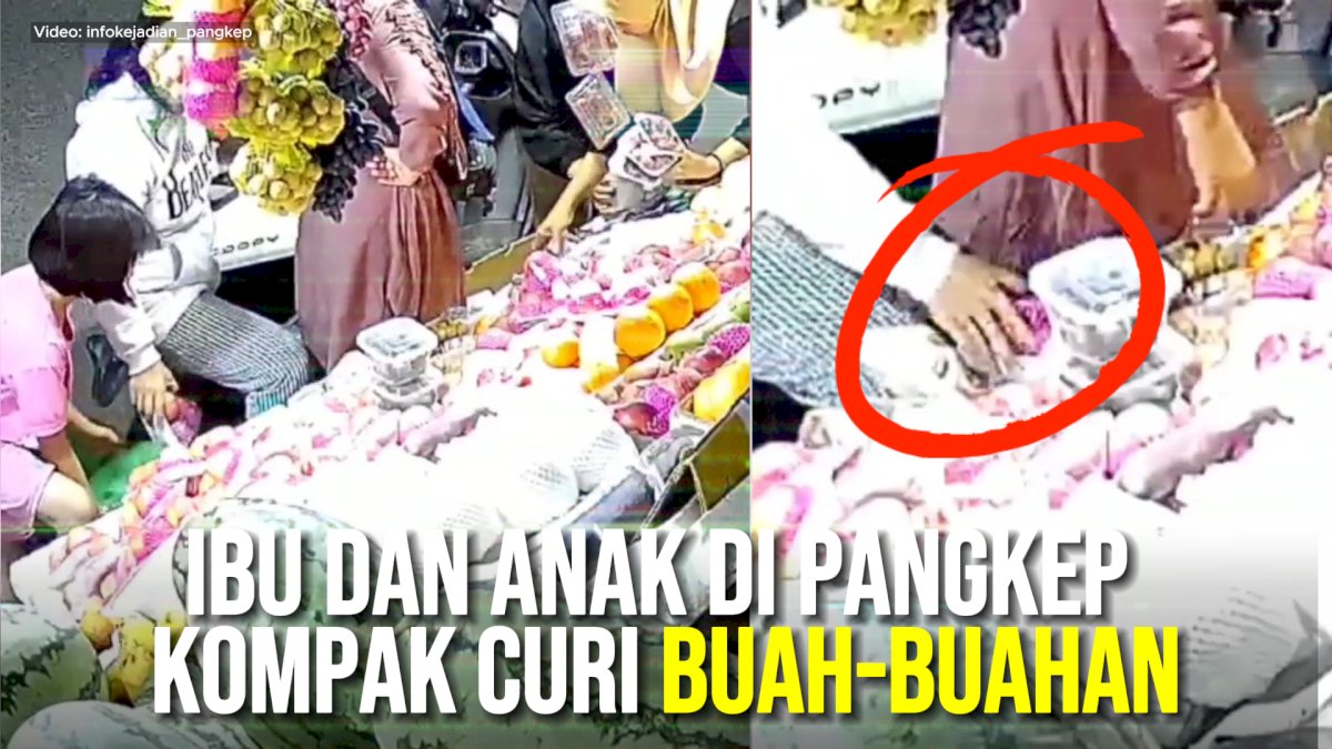 VIDEO: Ibu dan Anak di Pangkep Kompak Curi Buah-buahan Bersama, Aksinya Terekam