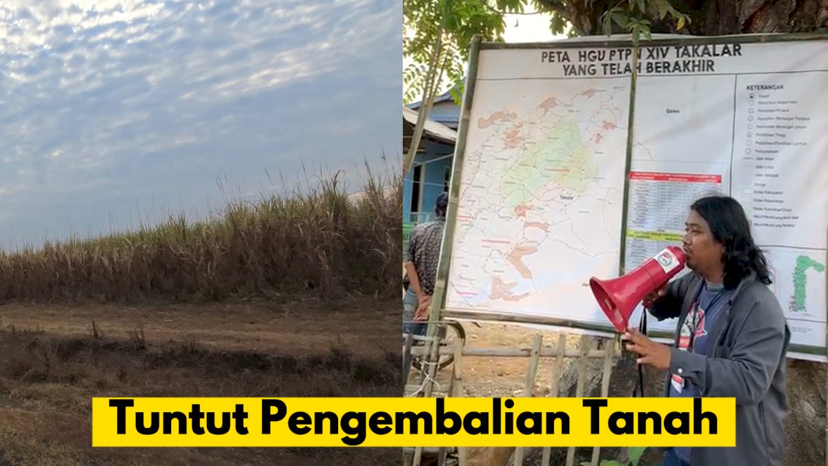 VIDEO: Warga Pasang Spanduk Peta HGU PTPN XIV dan Tuntut Pengembalian Tanah