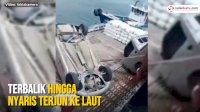 VIDEO: Kecelakaan di Pelabuhan Tengkayu, Dua Mobil Terbalik Hingga Nyaris Terjun ke Laut