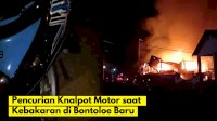 VIDEO: Aksi Pencurian Knalpot Motor saat Kebakaran di Bontoloe Baru
