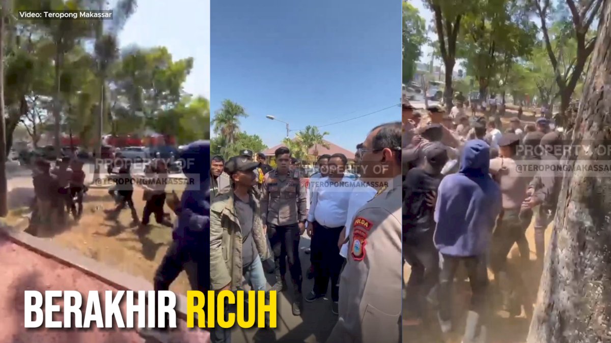 VIDEO: Aksi Demo Kasus Investasi Bodong di Depan Mapolda Sulsel Berakhir Ricuh