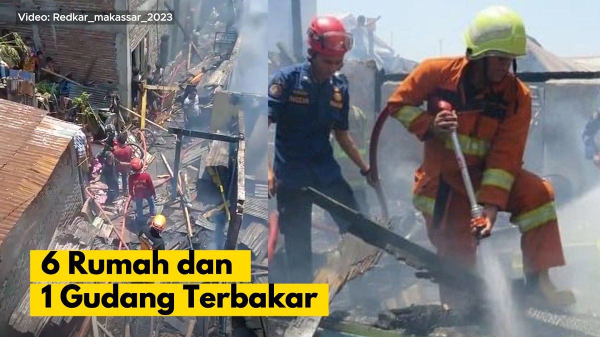 VIDEO: Kebakaran di Barukang Utara, 6 Rumah dan 1 Gudang Terbakar