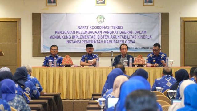 Rapat Koordinasi Teknis Penguatan Kelembagaan Perangkat Daerah dalam mendukung implementasi SAKIP di Hotel Jolin Makassar. Foto: Istimewa