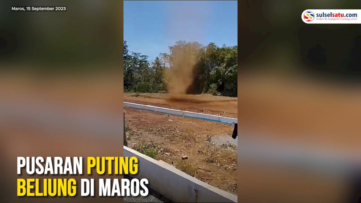 VIDEO: Pusaran Puting Beliung di Dekat Perumahan Griya Asera Maros