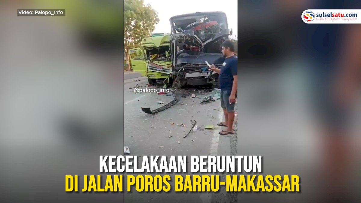 VIDEO: Kecelakaan Beruntun di Jalan Poros Barru-Makassar
