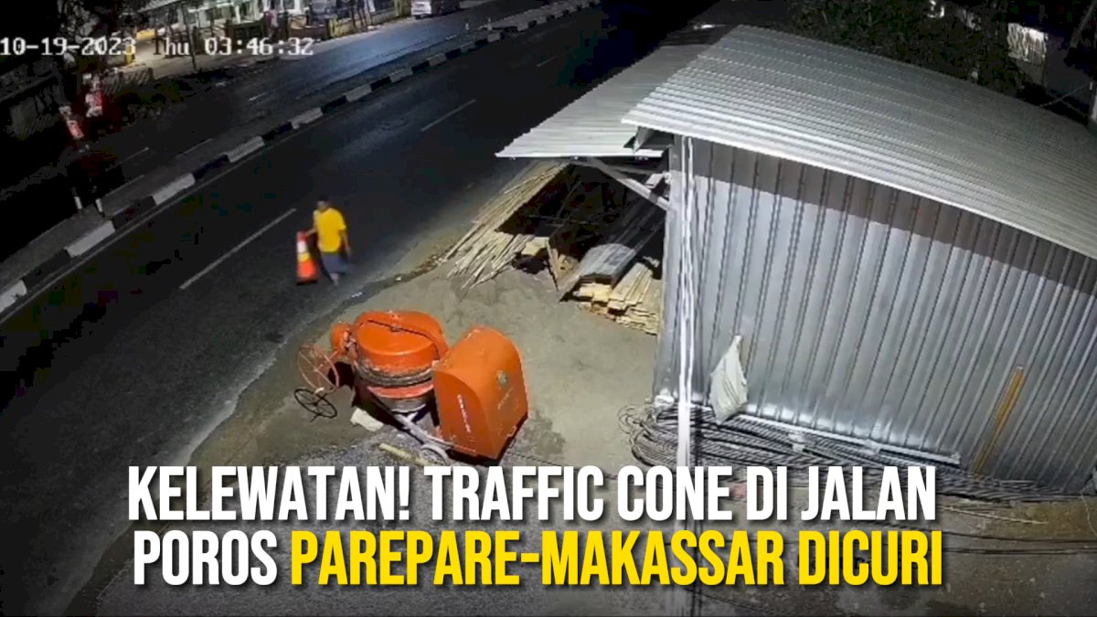 VIDEO: Kelewatan! Traffic Cone di Jalan Poros Parepare-Makassar Dicuri