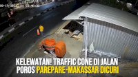 VIDEO: Kelewatan! Traffic Cone di Jalan Poros Parepare-Makassar Dicuri
