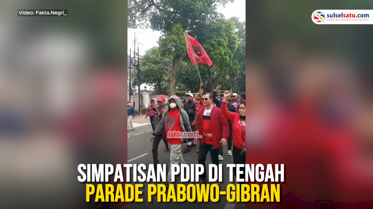 VIDEO: Simpatisan PDIP di Tengah Parade Prabowo-Gibran Menuju KPU