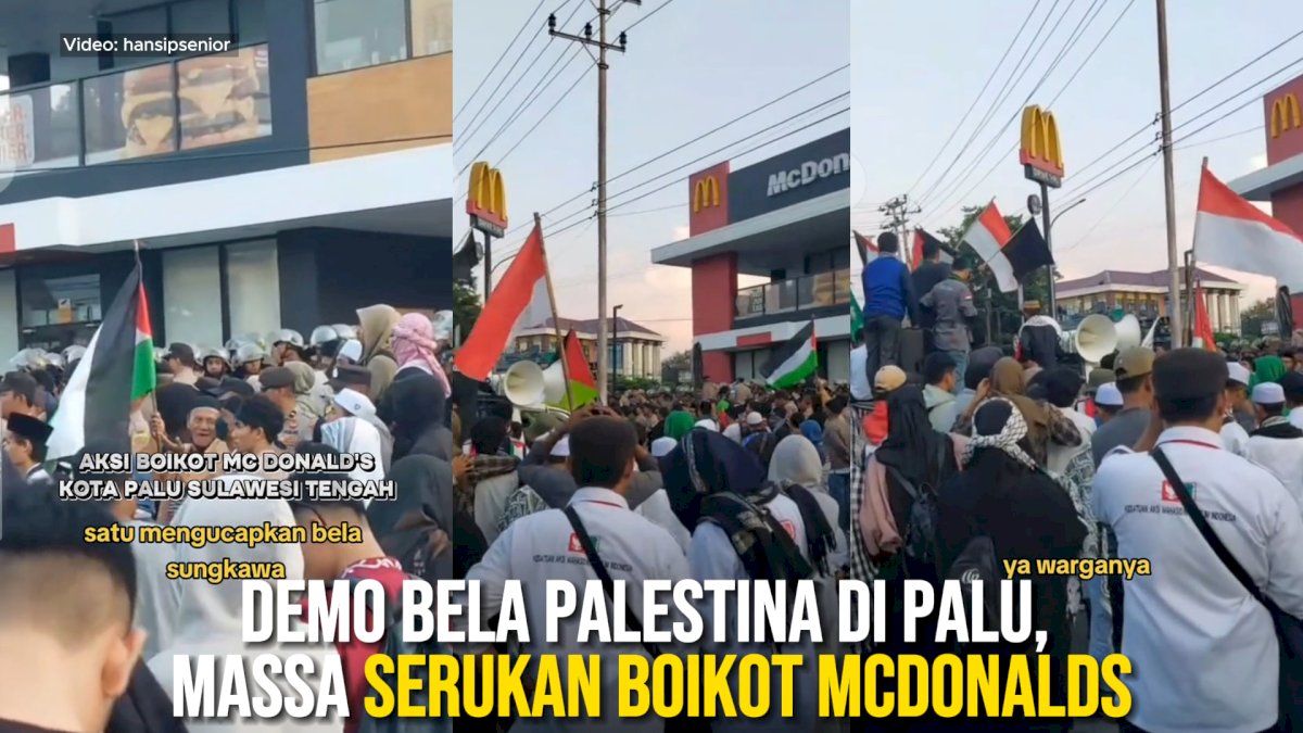 VIDEO: Demo Bela Palestina di Palu, Massa Serukan Boikot McDonalds
