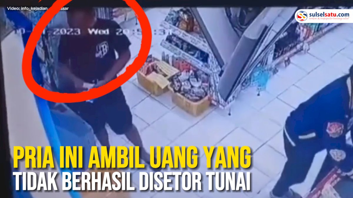 VIDEO: Pria Ini Ambil Uang yang Tidak Berhasil Disetor Tunai di ATM Makassar