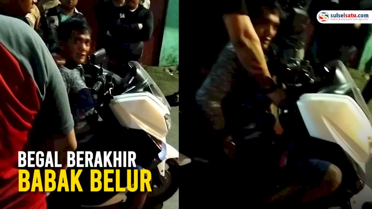 VIDEO: Begal Berakhir Babak Belur, Ternyata Korban Adalah Anggota Resmob Direskrimum Polda Sulsel
