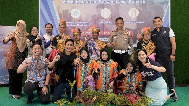 Kock off program Merajut Harapan Bersama Jasa Raharja berkolaborasi dengan Komunitas Berdaya Bareng. Foto: Andi Baso Mappanyompa/Sulselsatu.com