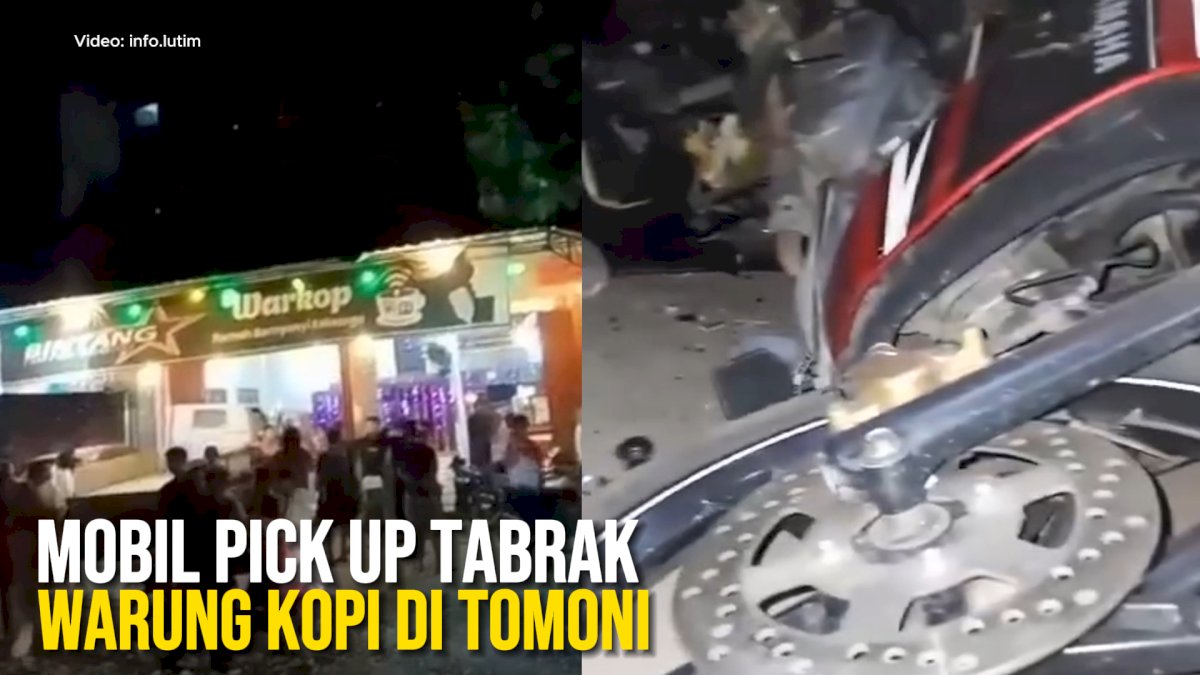 VIDEO: Diduga Sopir Mabuk, Mobil Pick Up Tabrak Warung Kopi di Tomoni