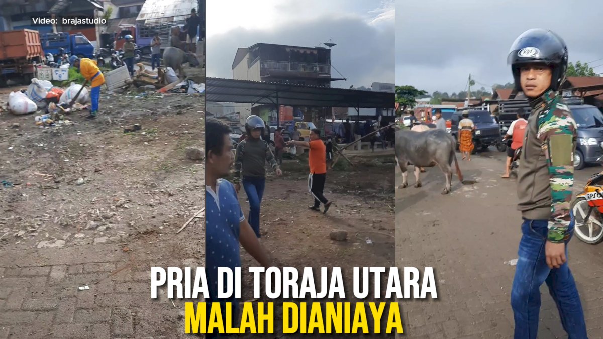 VIDEO: Rekam Aksi Bersih-bersih Pasar, Pria di Toraja Utara Malah Dianiaya
